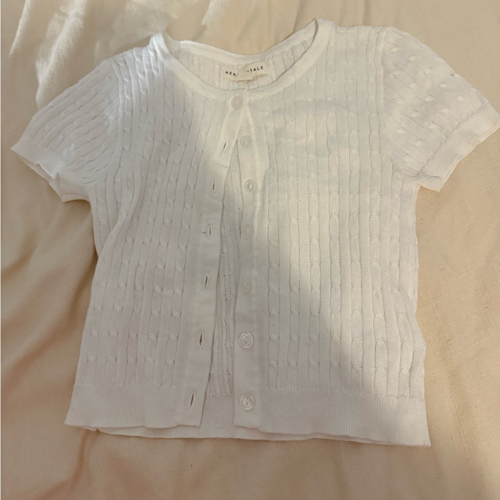 White Cable Knit Cardigan